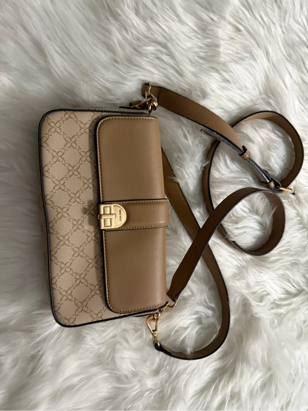Nine West Tan and Beige Crossbody Shoulder Bag